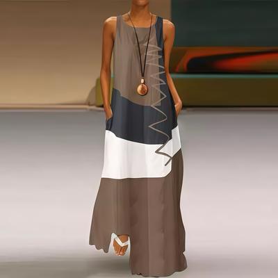 LYRIA Women Patchwork Sundress Summer Maxi Dress Kaftan Casual Tunic Vestido Female Robe 5XL