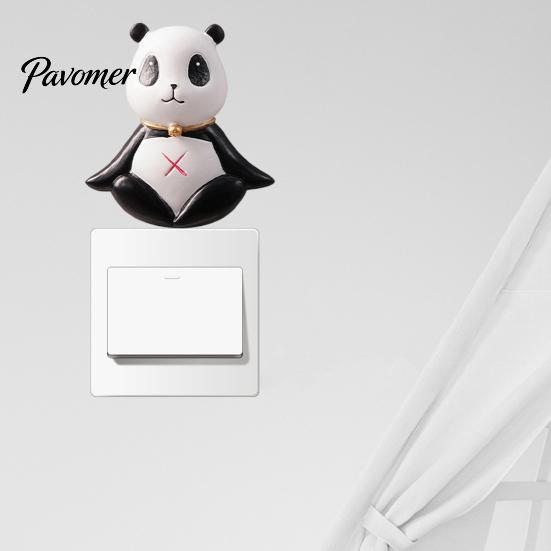 Panda Room Decor 3D Light Switch Sticker, Cute Decal, Easy Peel Resin Cover & Stick Wall Art for Home Bedroom Living Cartoon Surround