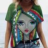 Facial Printed T-shirt Short Sleeved Top Casual Street Women's T-shirts