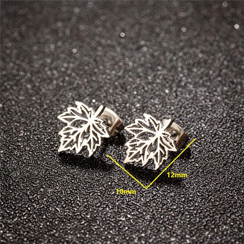 Boho Stainless Steel Earrings Exquisite Maple Leaf Stud Earrings Women Plant Amulet Jewelry brincos para as mulheres