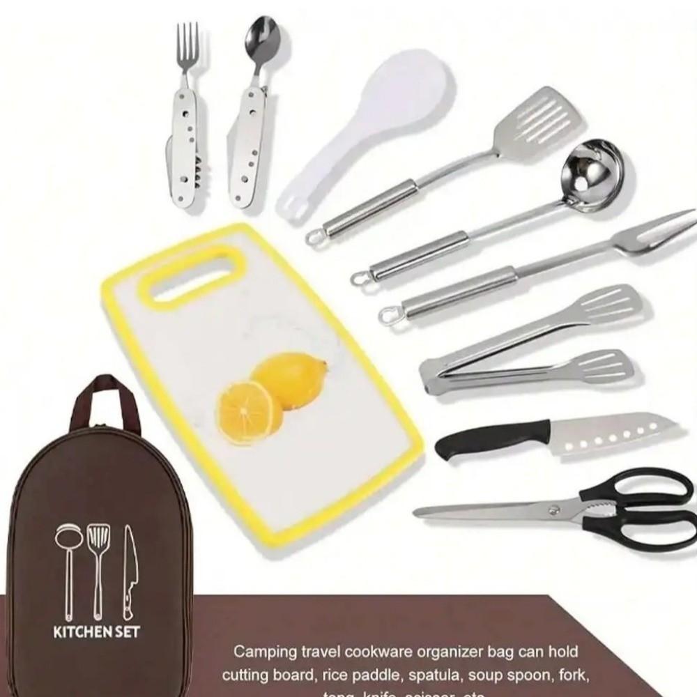 Large Capacity Kitchen Utensil Storage Bag Picnic Cooking Bag  Outdoor Camping Supplies