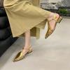 Women's Flat Sandals Pointed Toe Weaving Hollow Leaking Heel Shoes Women Daily Summer French DressTemperament Designer Sandals