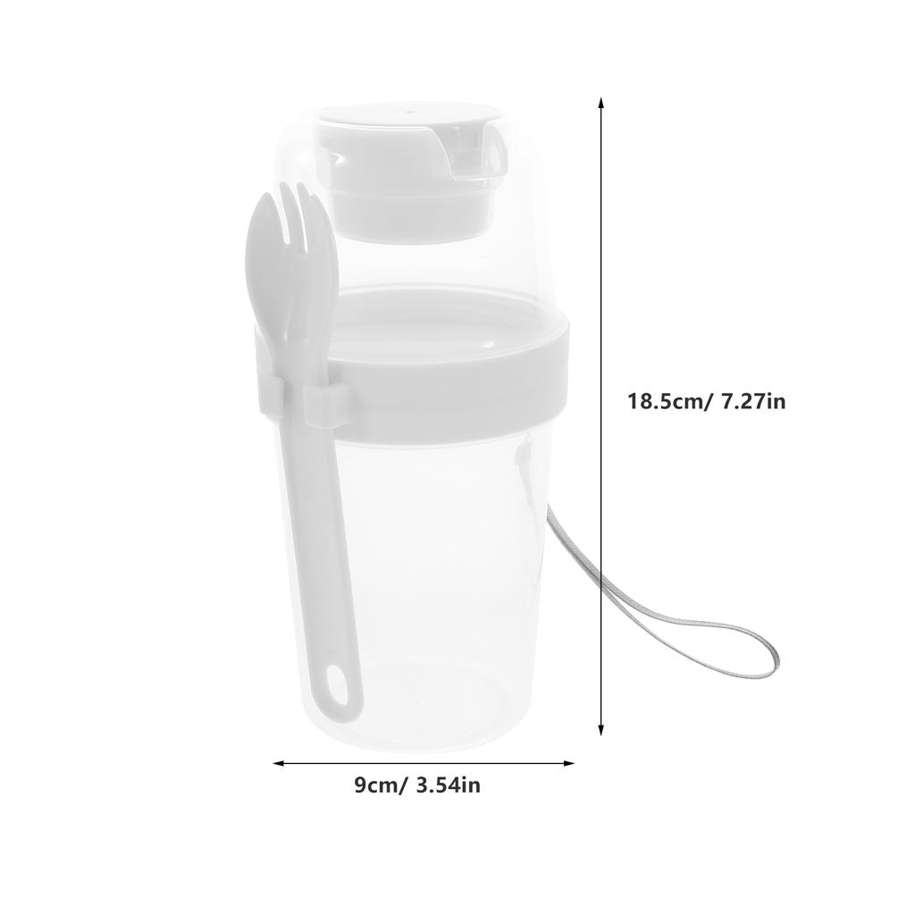 1 set 1 Set Portable Double Layer Overnight Oats Cup Airtight Leakproof Salad Container Large Capacity Meal Prep Jar Pp Material
