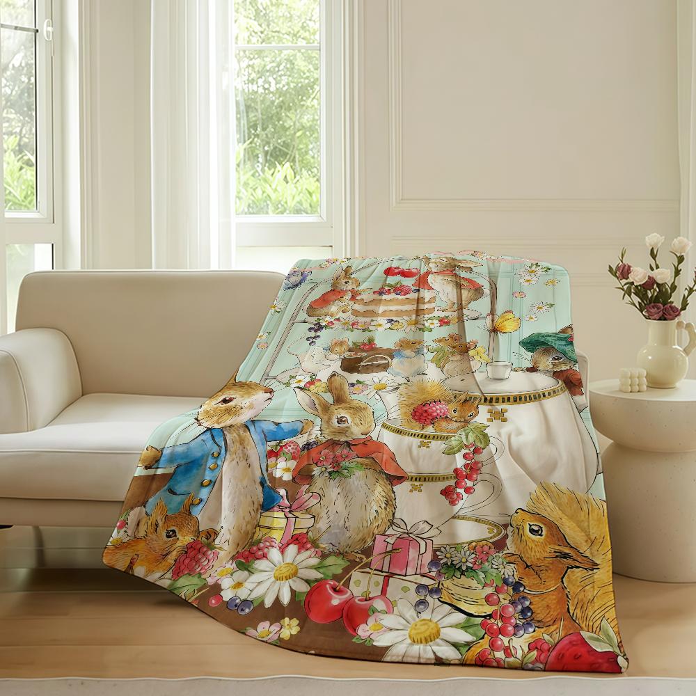 

Cartoon cute P peter R rabbitS Blanket For Sofa Office Bed Plane Travel Sleep Read Relax Camping Soft And Warm 100x150cm