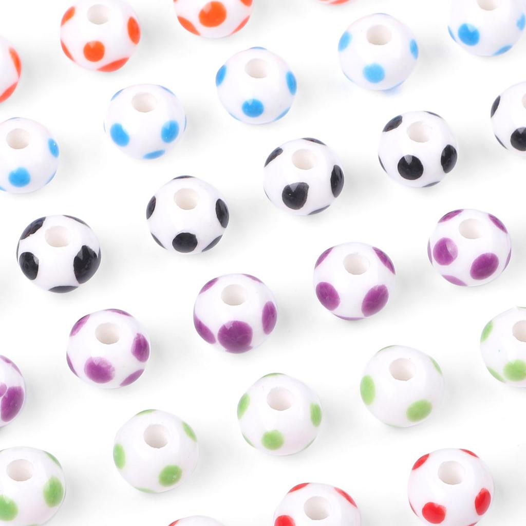 2 Stück/Beutel, 12 x 9 mm, handgefertigt, rund, gepunktet, Keramikperlen, Charm-Porzellan, lose Distanzperlen für DIY-Schmuck, Handwerk, Herstellung, Zubehör