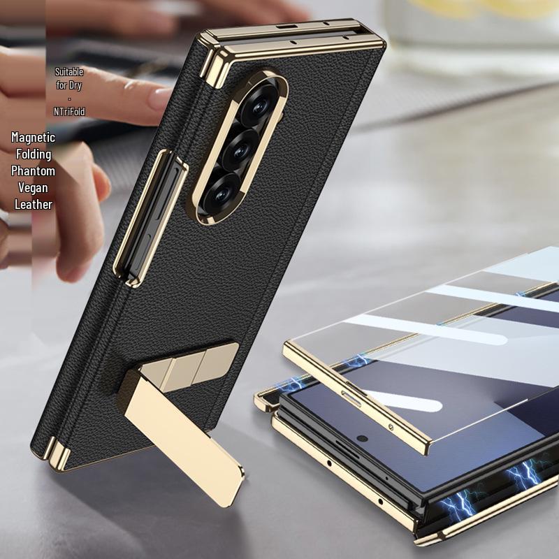 Samsung Z Fold Magnetic PU Leather Case with Rotating Stand