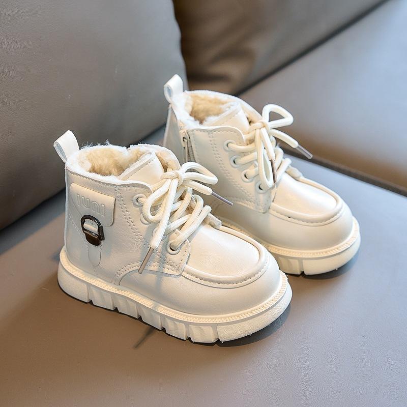 2025 Winter Klassenkamerad Kinder Martin Stiefel Große Baumwolle Jungen Leder Kurze Stiefel, Mädchen Fleece Warme Schneestiefel Außenhandel