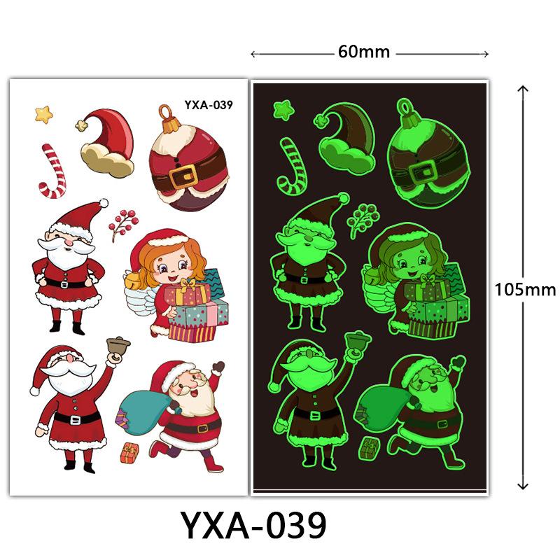 Christmas Luminous Tattoo Sticker Glowing Waterproof Sweat Cute Cartoon Holiday Party Temporary Sticker