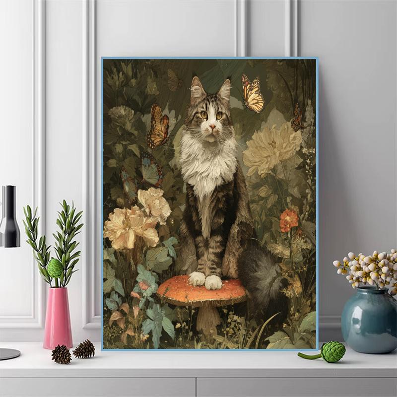 Maine Coon and grassland Pattern  3pcs 100% Round Full Drill 5D DIY Diamond Painting Embroidery Cross Stitch Rhinestone Décor