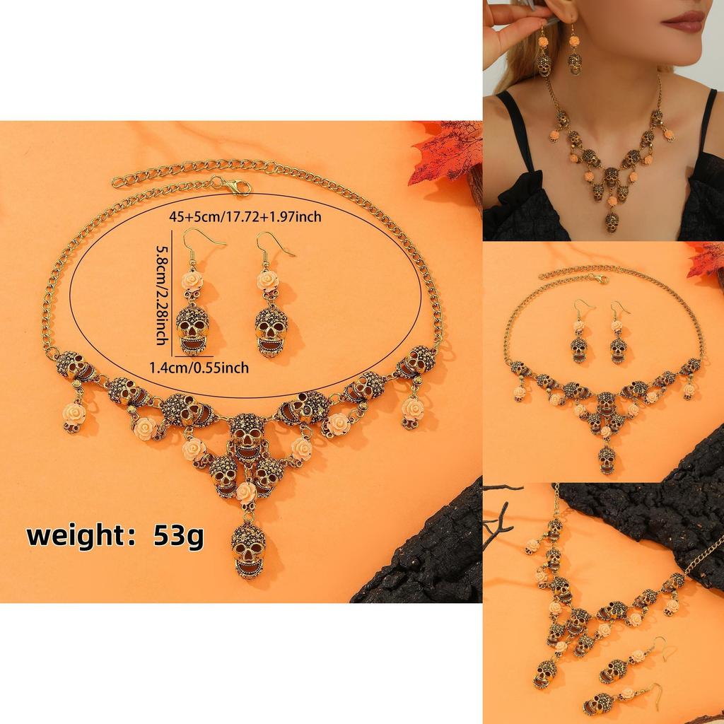 Pumpkin Skeleton Jewelry Collection With Gold Plated Alloy For Halloween Party Accessories