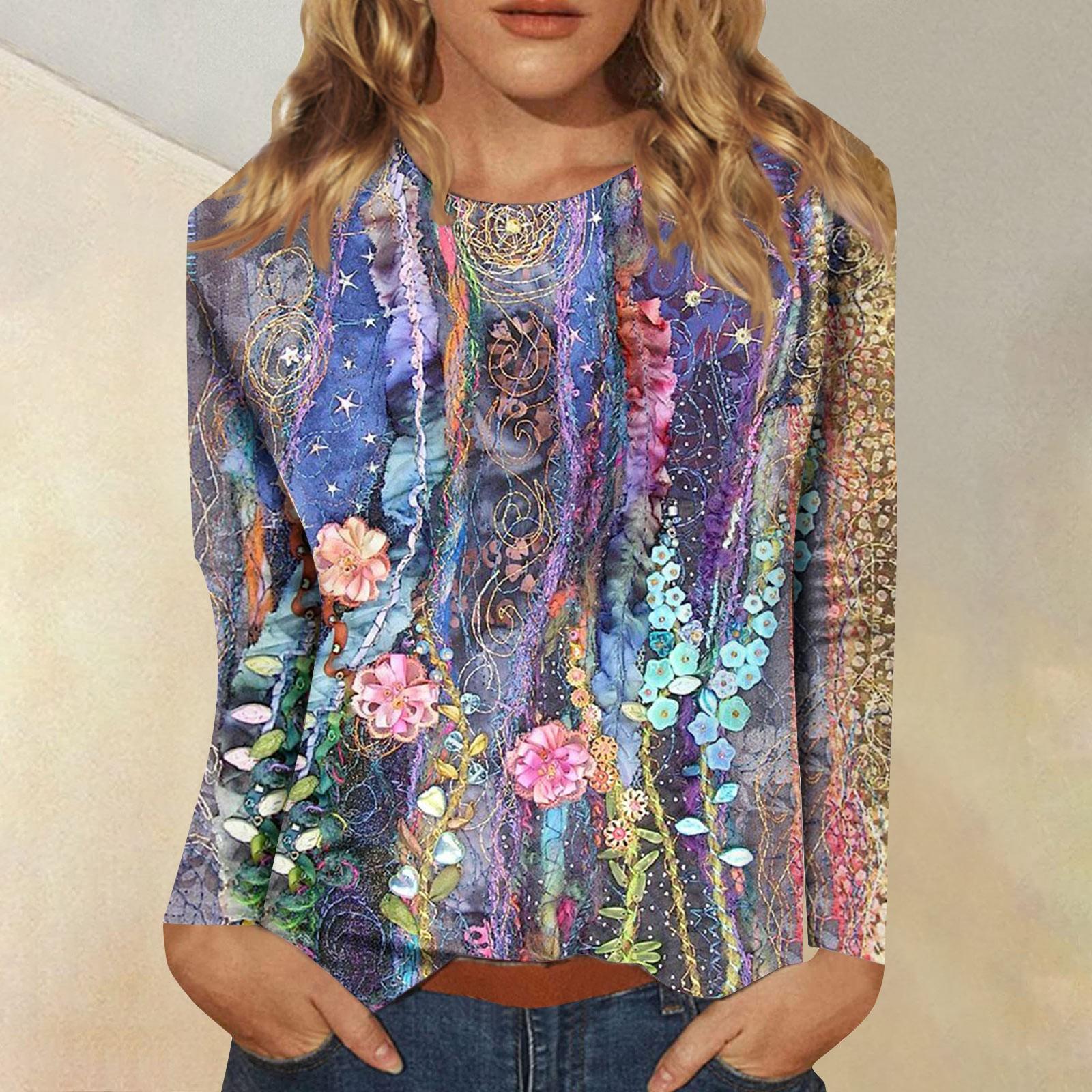 

Рубашки с длинным рукавом для женщин, милые футболки с графическим принтом, блузки, повседневные базовые топы больших размеров, пуловеры XL фиолетовый