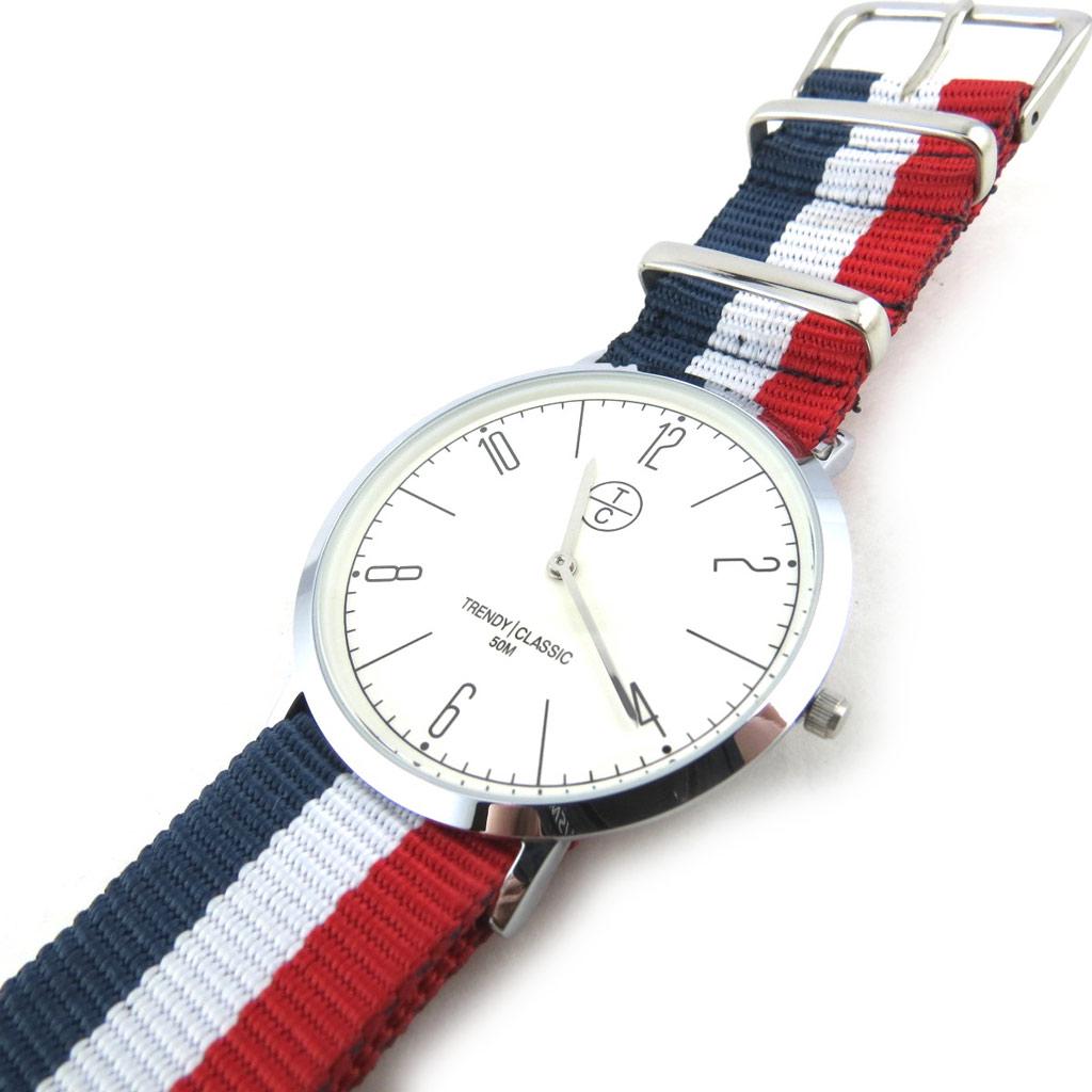 Les Trésors De Lily [N2334] - 'Trendy' Blue White Red Designer Watch (France)