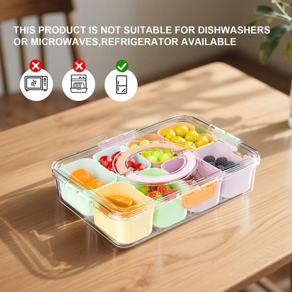 Refrigerator Storage Box with 8 Compartments, Food Grade Sealed Fresh-Keeping Container