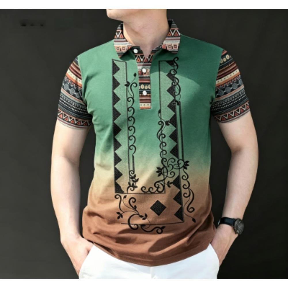 Men's Fashion 10 Color Print Polo Shirt Men's Outdoor Street Short Sleeve Tees Top Summer Home Casual T-shirt Men's and Women's Polo Shirt