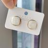 Small Square Marble Crack Metal Ear Clips With 925 Silver Needle Fashion Jewelry For Women