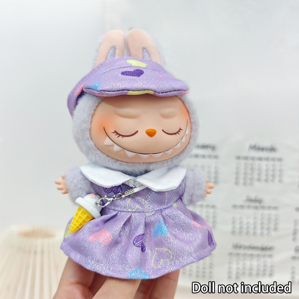 Miniature Colorful Heart Dress Set for 17cm Labubu Dolls Cute DIY Doll Clothes Fashion Accessories Lovely Outfit Gifts for Girls Friends