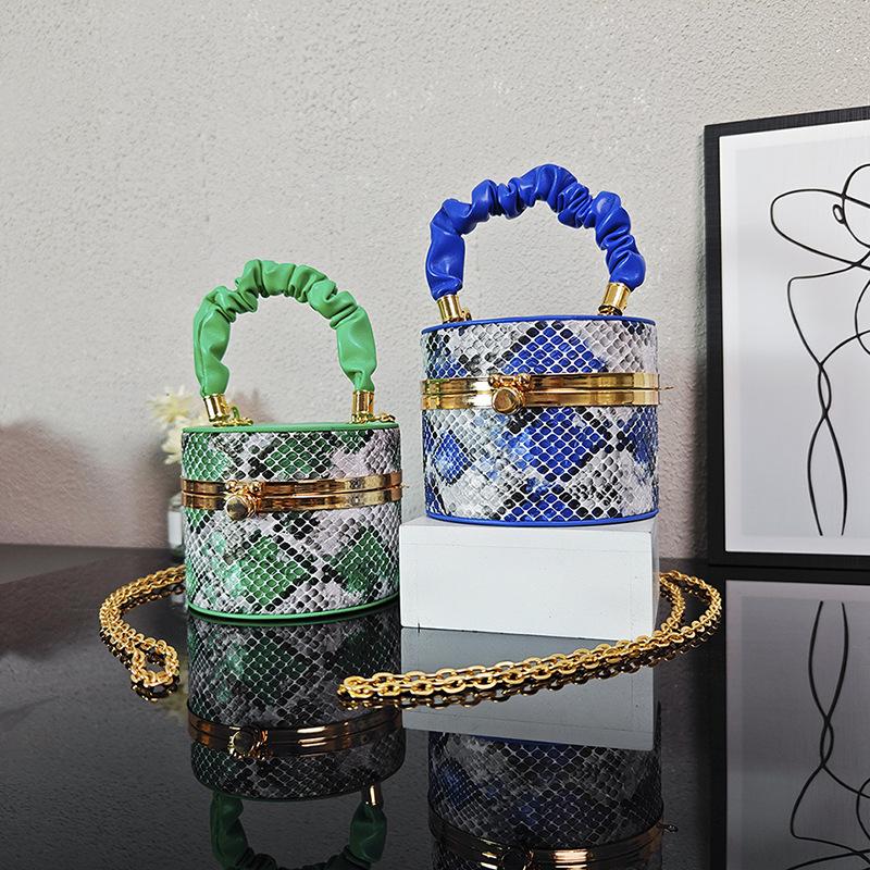 Pu wrist box lock bucket bag spring and summer new fashion simple women's shoulder messenger bag