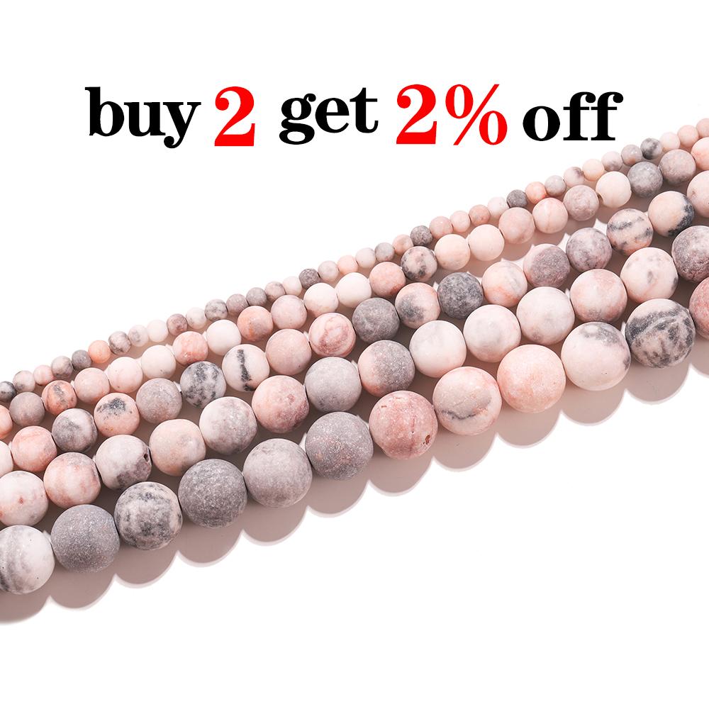 1Strand/Lot Natural Stone Matte Pink Beads 4/6/8/10/12mm Round Loose Beads for DIY Bracelet Necklace Jewelry Making Supplies