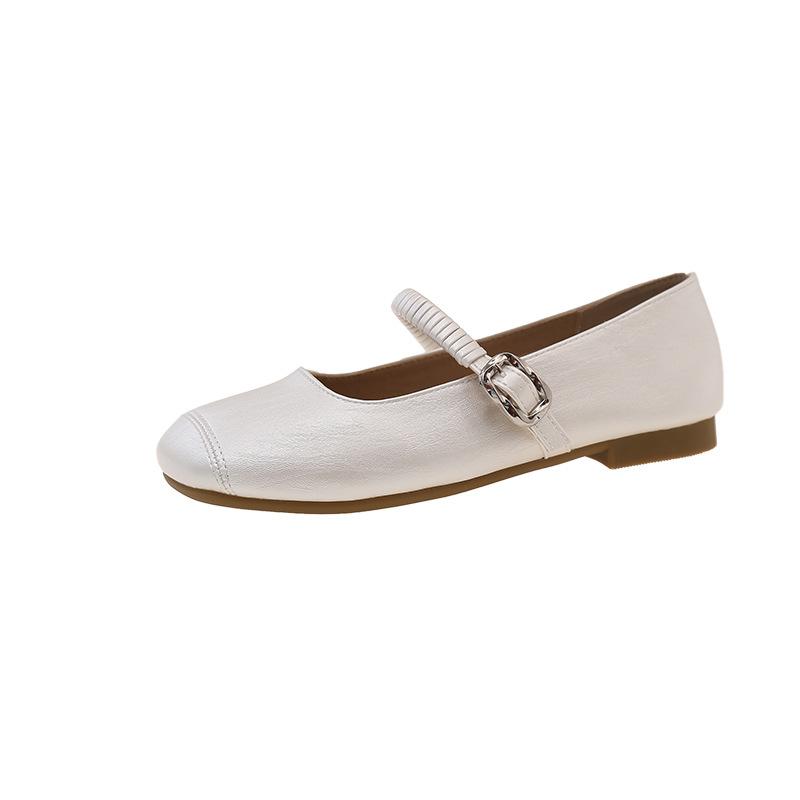 

French with skirt, light mouth low heel, Mary Jane single shoes for women, 2025 summer new flat bottom one-word buckle loafers for women 35