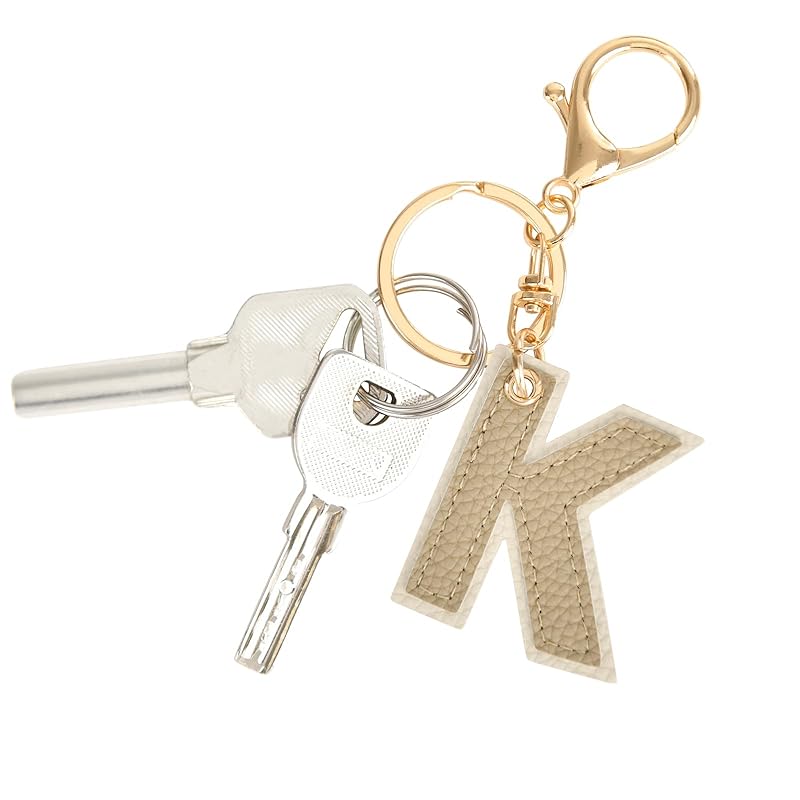 

[akoyo] initial keychain alphabet initial character key ring for women PU leather key ring for handbags ladies men s Popularity logo charm gift simple