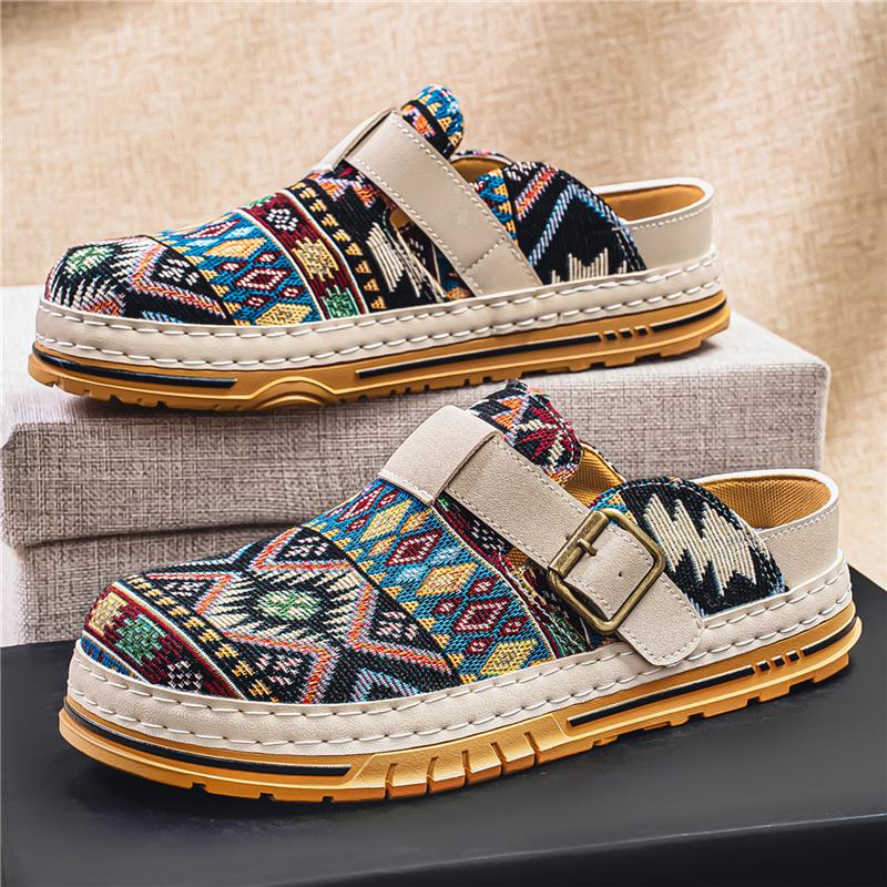 

Mules Man Slip On Flats Half Shoes for Men Open-back Loafers Slippers Flat Sneakers Backless Casual Shoes Platform Slide Sandals 39