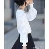 [Newne] Sleeve lace puff sleeves tops knit Transparency long sleeve Beautiful Elegant formal pullover spring autumn sleeve Transparent casual tops