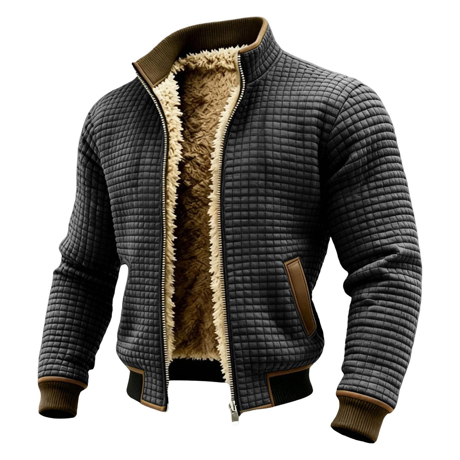 Men`s Knit Stand Collar Lined Retro