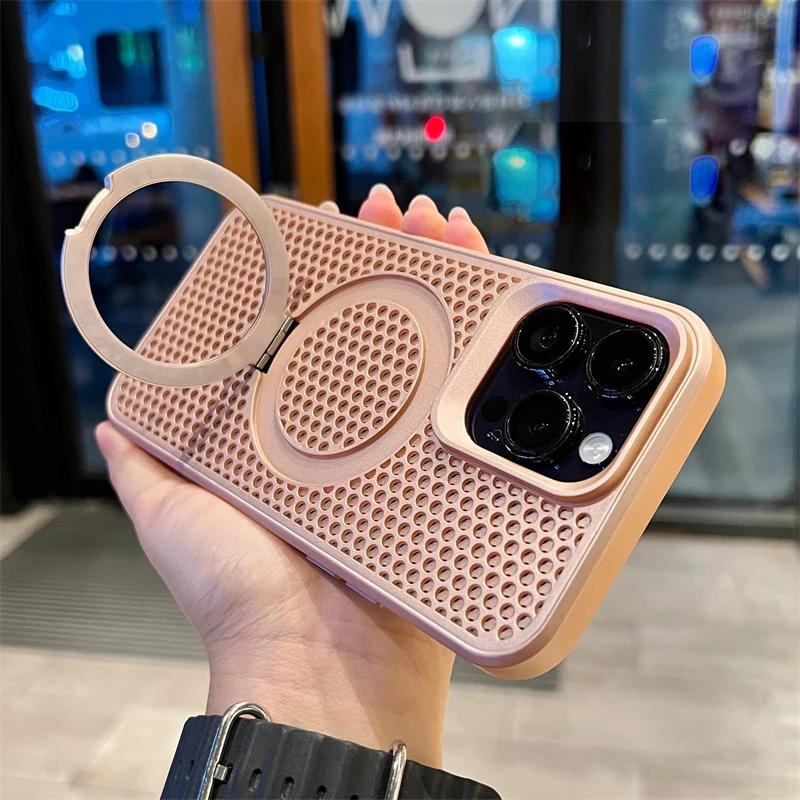 

Чехол-кронштейн для рассеивания тепла для iPhone 15 14 13 12 Pro Max 11 Plus с невидимой подставкой, дышащий деловой чехол For iPhone 11