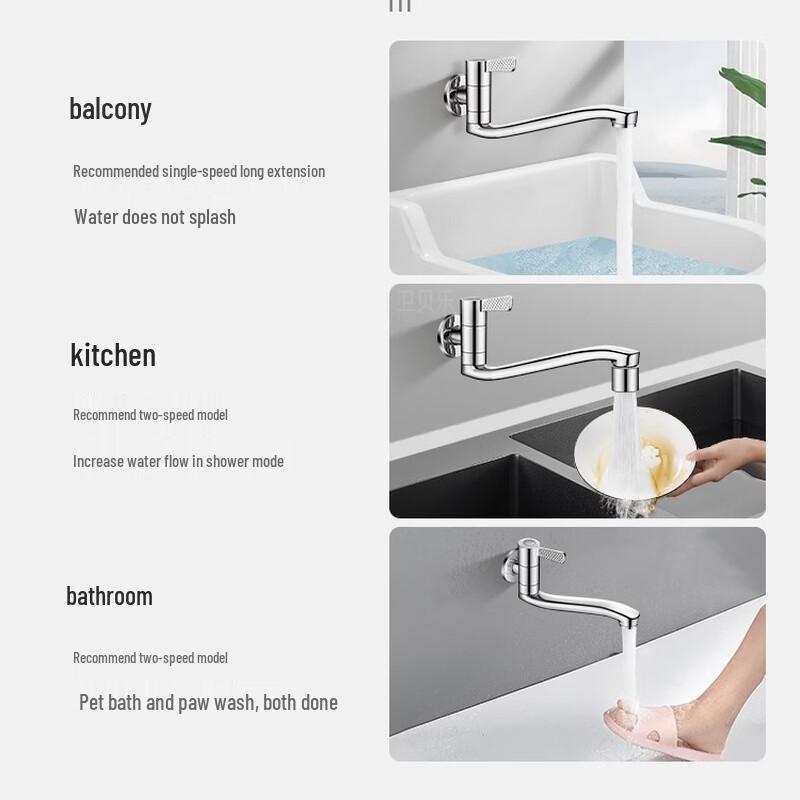 TLXT Wall-Mounted Extended Rotatable Brass Faucet