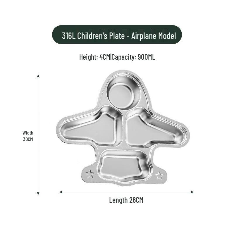 Jiakangming 316L Stainless Steel Divided Kids Suction Dinner Plate