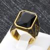 Domineering Vintage Ruby Chunky Ring for Men Stainless Steel Personalized Square Gemstone Ring Gift Trend Jewelry