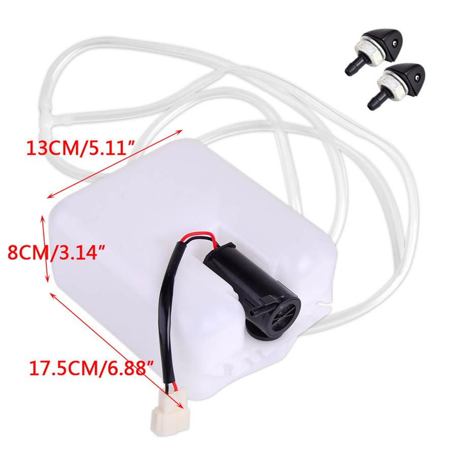 Universal 12V Metal White Car 2 Pin Windshield Washer Reservoir Pump Bottle Tank Kit Jet Switch Clean Tool For Classic Cars
