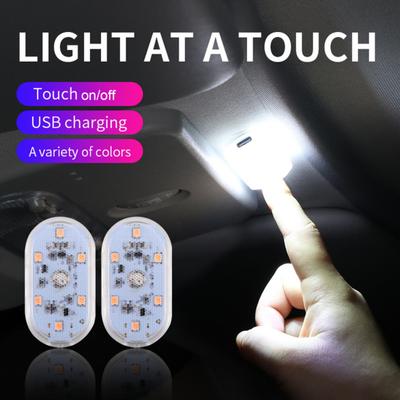 Car LED Light Touch Control 7 Color Changing Waterproof Scratch-Resistant Design Mini Size Rechargeable Wireless Interior LED Light