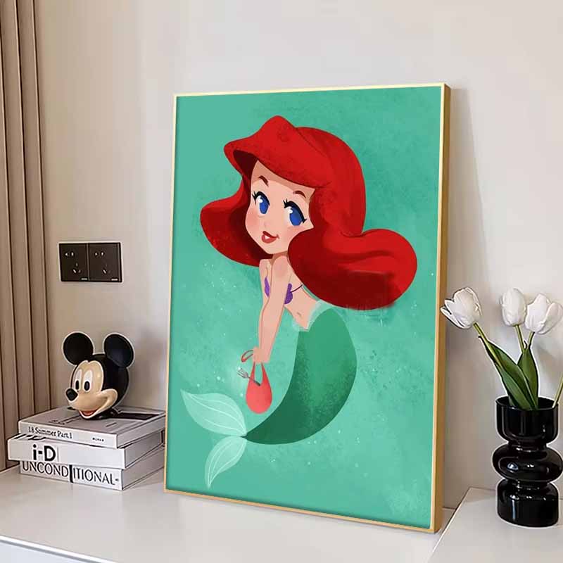Disney Diamond Painting Ariel The Little Mermaid Watercolor Illustration 5D Diamond Painting Art Embroidery Cross Stitch Room Decoration