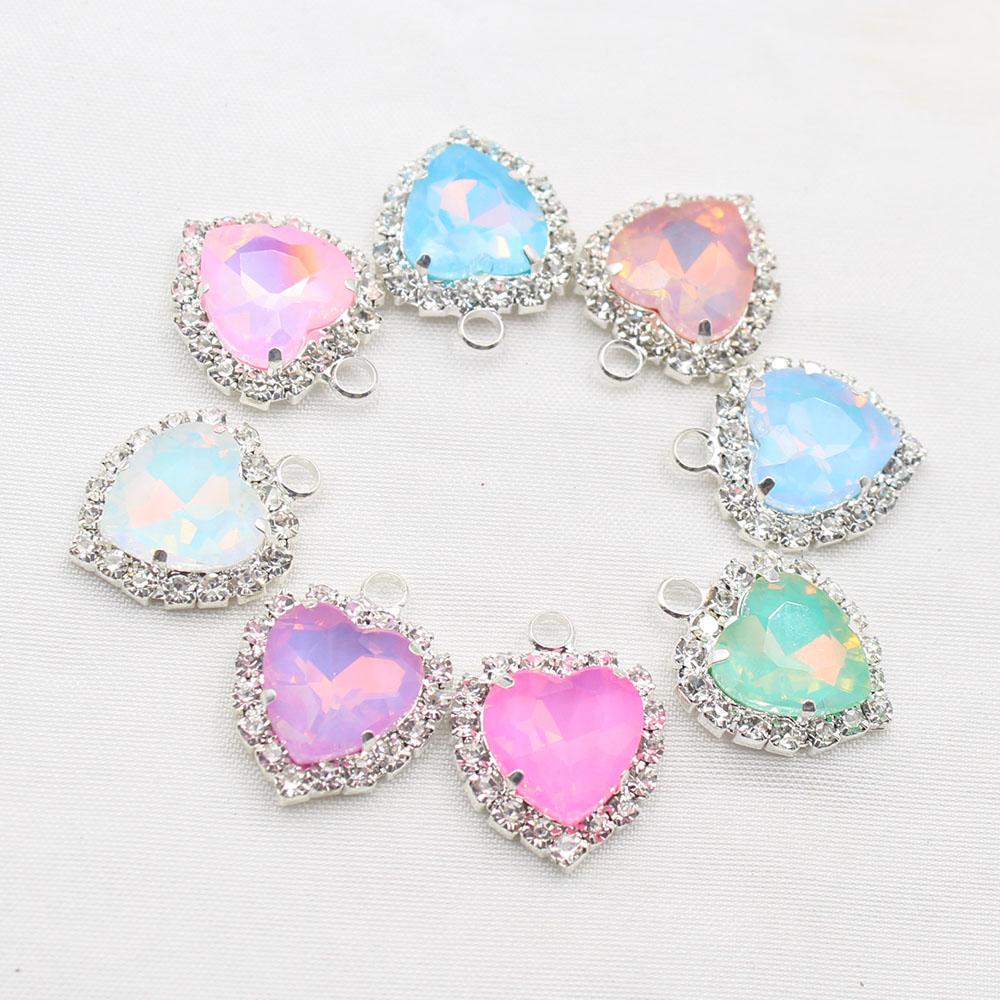 Factory Direct Sales of 10 Pieces of 16 * 20mm Mocha Peach Heart Water Diamond Button Flat Bottom with Loop DIY Clothing Necklac