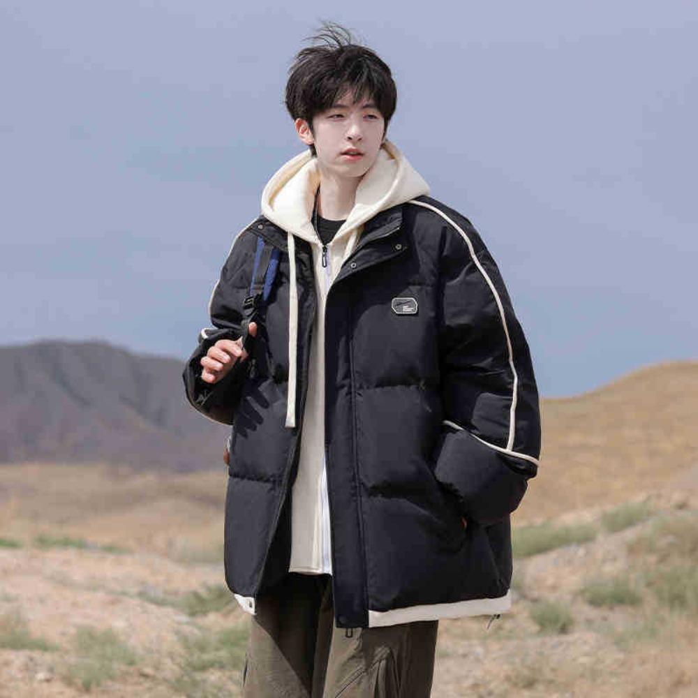 American Cotton-padded Clothes Men's New Winter Thickened Warm Bread Cotton-padded Jackets Down Cotton-padded Clothes Fake Two-piece Coats
