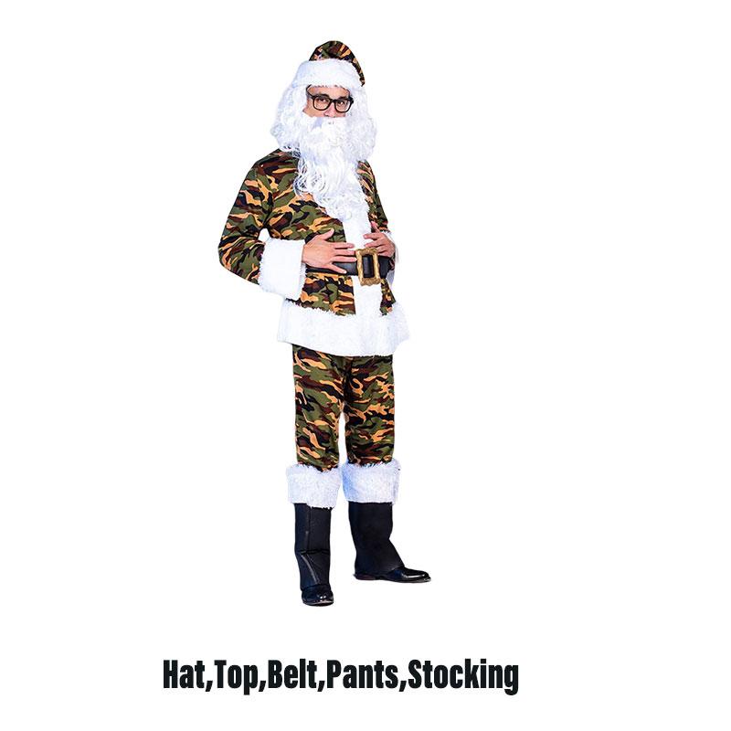 

Adult Christmas Cosplay Santa Claus White Bearded Costume Party Adult Clothing 4XL зелений