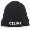Excellent CELINE Knit cap Logo patch black wool mens 2A25R535Q Used