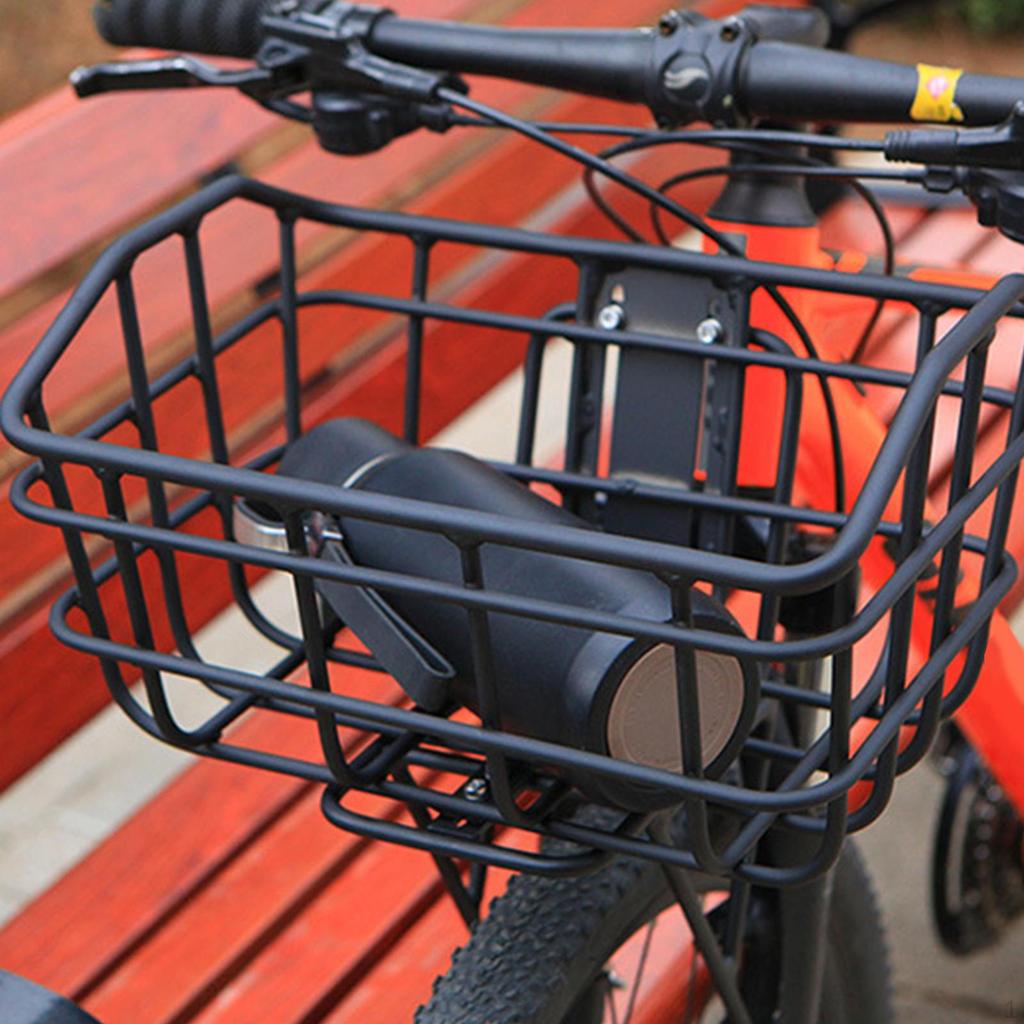 Bicycle Basket Black Front Convenient Assemble Sturdy Aluminum Alloy Cargo Container Accessories for