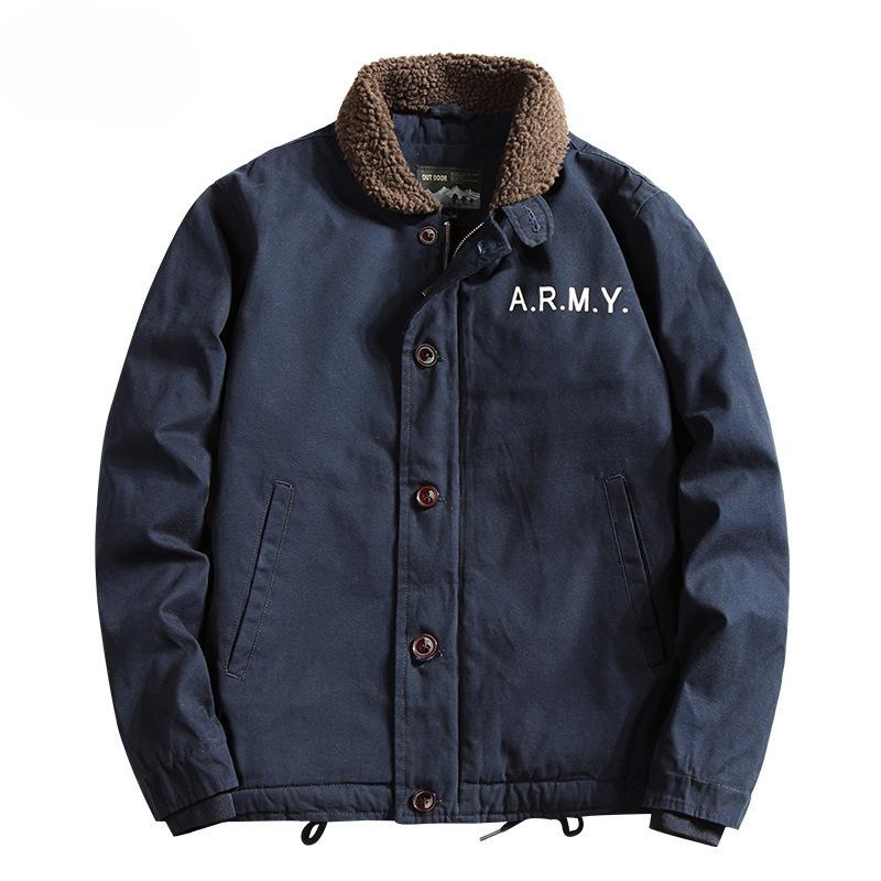 Winter Men's Lamb Wool Jacket Tooling Cotton-padded Jacket Middle-aged and Young People Large Size Hooded Fleece Thickened Cotton-padded Jacket