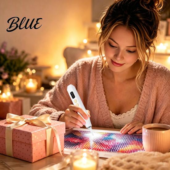 Rhinestone Art Pen Electric with Light Wireless Rechargeable Vaccum Pen Tool 2 Suction Levels Faux Diamond for Adults Beginners Ergonomic