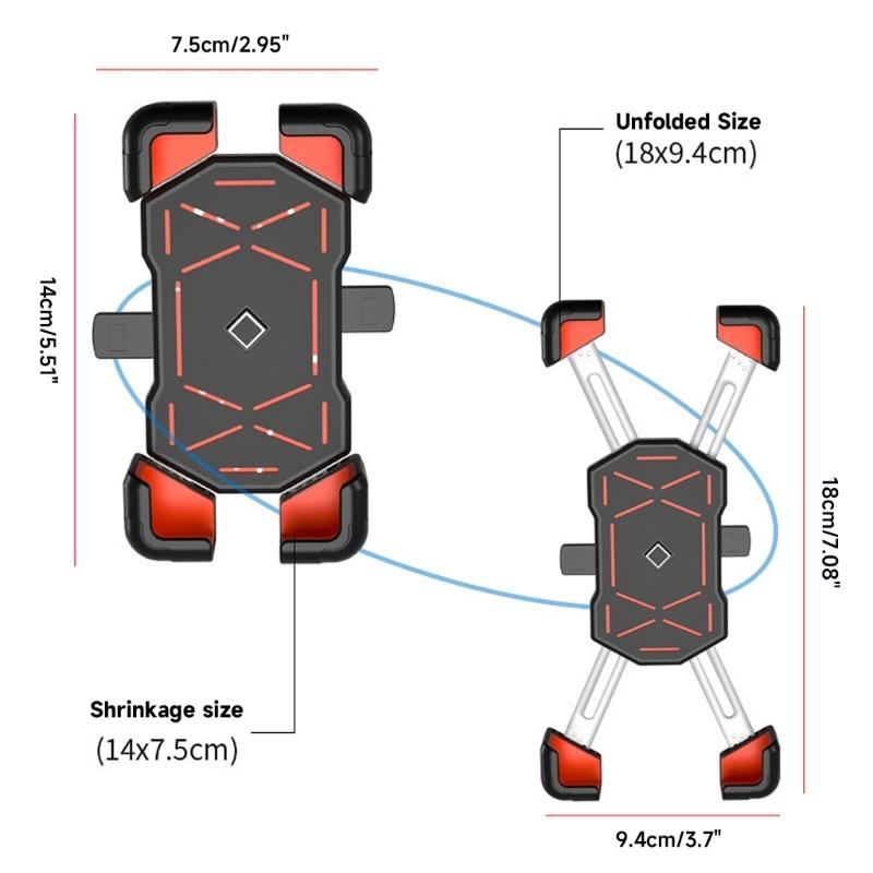 Bike Phone Mount Stand NonSlip Anti-Vibrations Universal Bike Handlebar Adjustable Phone Mount Clip Easily to Install