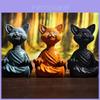 Skurrile Buddha-Katzenfigur Handbemalte Harz-Sammlerfigur Heimdekoration Geschenk