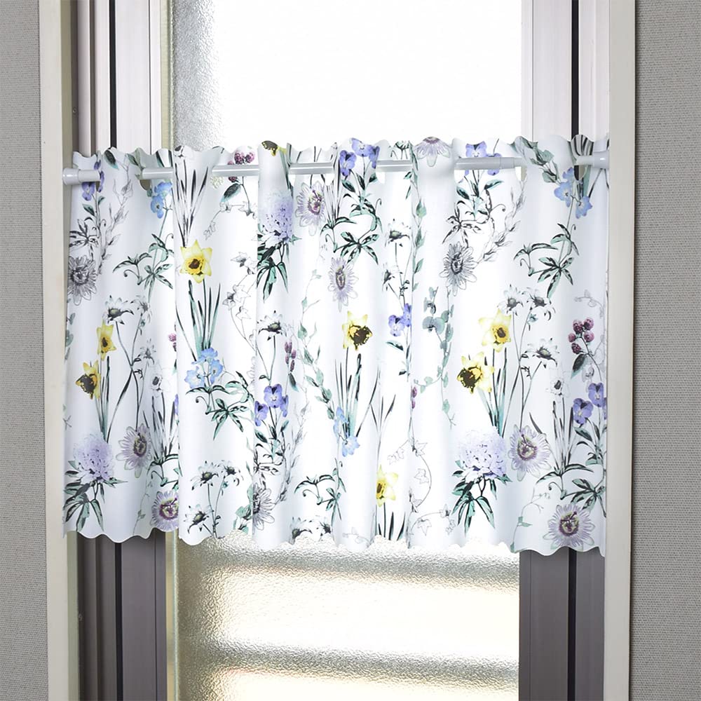 STYLE Decor Cafe Curtains Laminated for Small 45cm Length x 100cm W4000600 Windows, Stylish, Privacy, Width, Bath, Floral, Botanical,