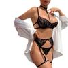 Hot-Selling Lingerie: Sexy Lace Trim Halter Three-Piece Set
