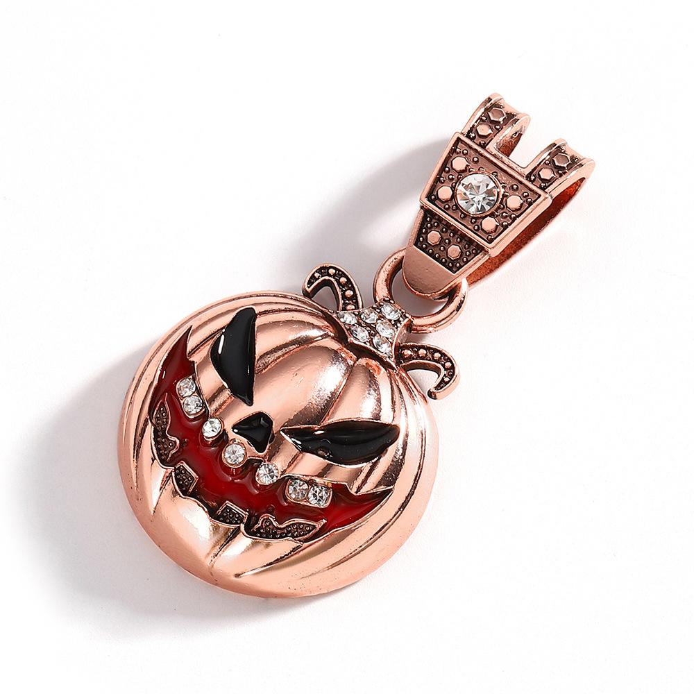 

Halloween Pumpkin Skull Alloy Drip Oil Diamond Pendant Personality Exaggerated Men S Necklace
