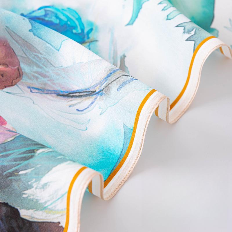 Silk scarf neck small square 100% mulberry silk high-end printed scarf fashion scarf for girls gift