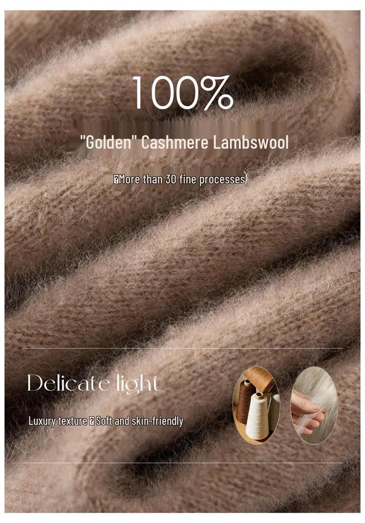 2026 Le Kasha Women's Pure Cashmere Sweater: 12 Gauge Flat Knit, Half-High Neck, Solid Color, Autumn/Winter Base Layer