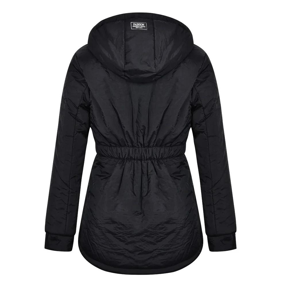 Winter Women Warm Parkas Hooded Thick Plush Coats Female Mid-Long Cotton Jacket Warm Coat Outwear
