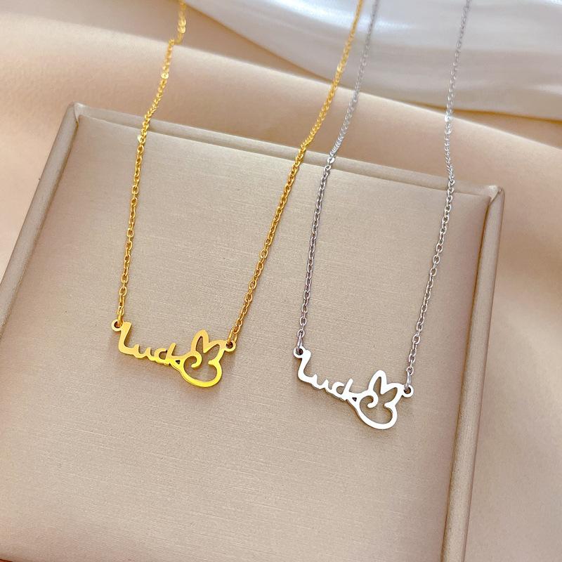 Lucky Rabbit Minimalist Stove Real Gold Necklace Female Collarbone Chain Accessories